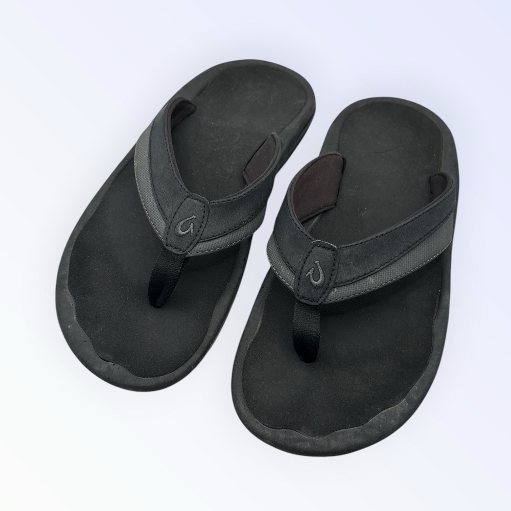 Olukai Ohana Mens Flip Flop Sandals Black Thong US 9 EU 42
